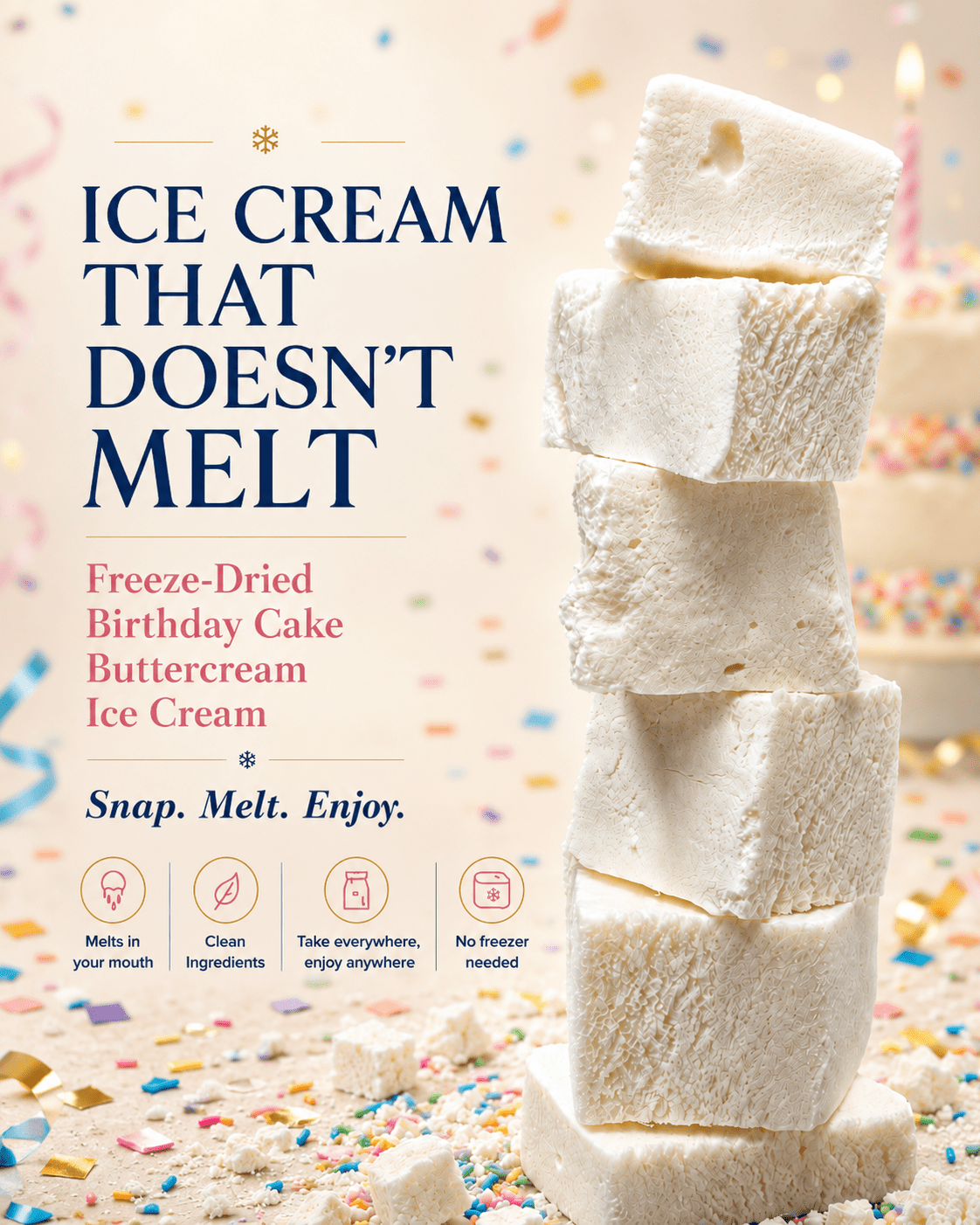 Birthday Cake Freeze Dried Ice Cream | 1 oz Classic Pack - Rocky Mountain Freeze Dry