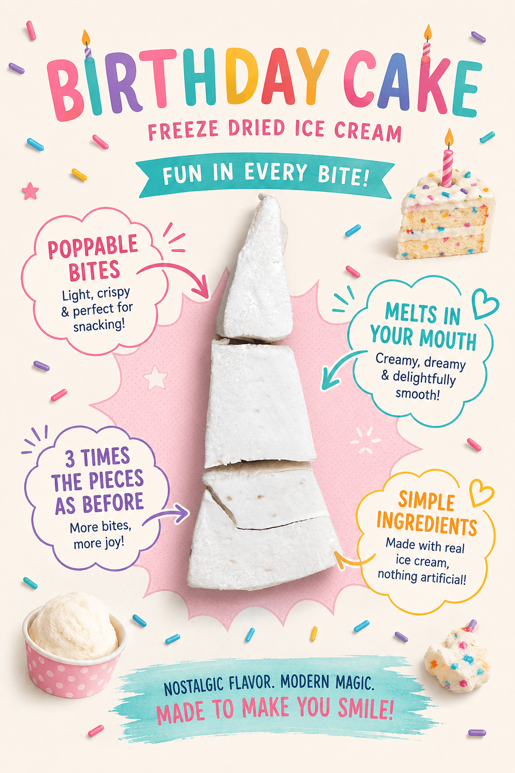 Birthday Cake Freeze Dried Ice Cream | 1 oz Classic Pack - Rocky Mountain Freeze Dry