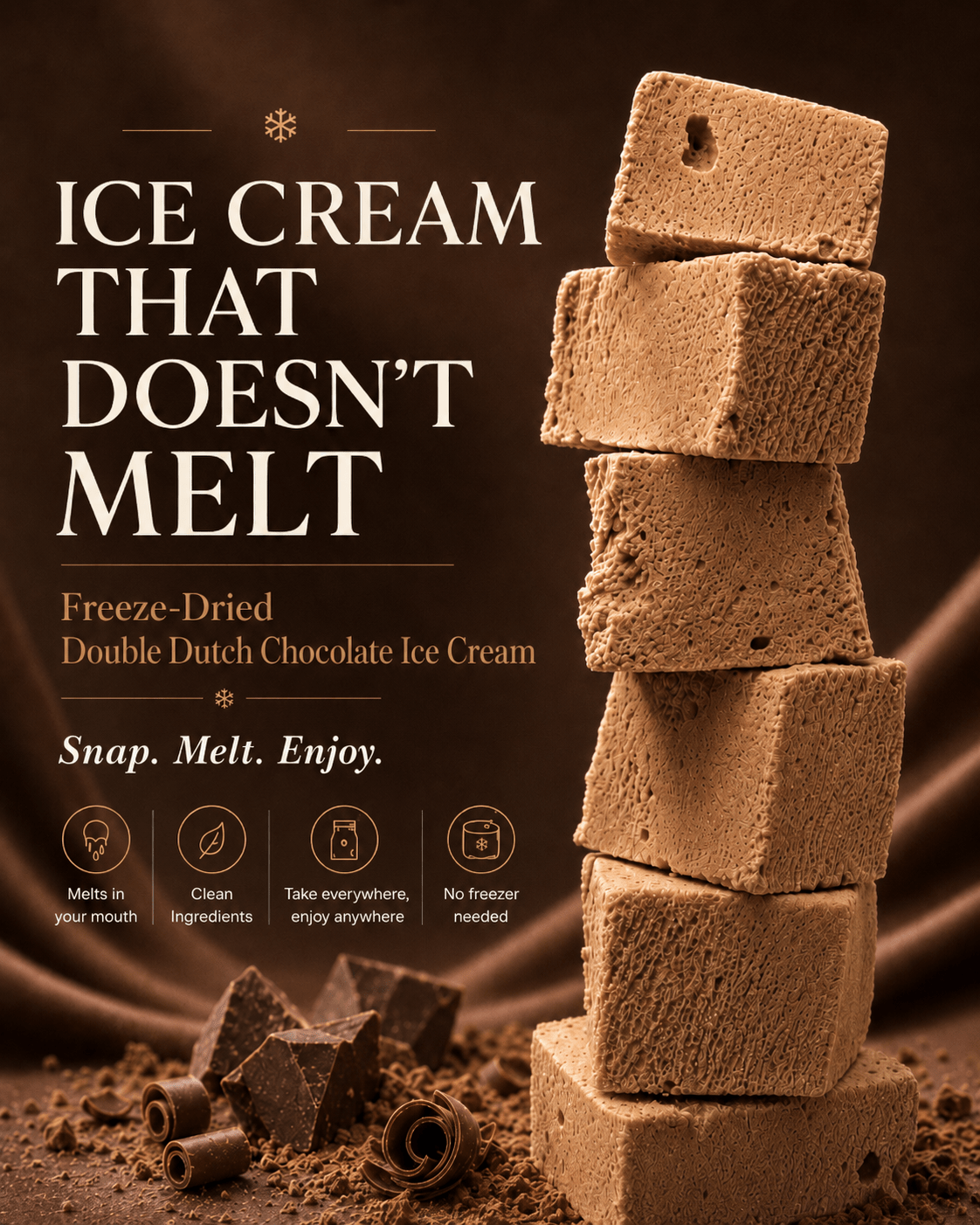 Chocolate Freeze Dried Ice Cream | 1 oz Classic Pack - Rocky Mountain Freeze Dry