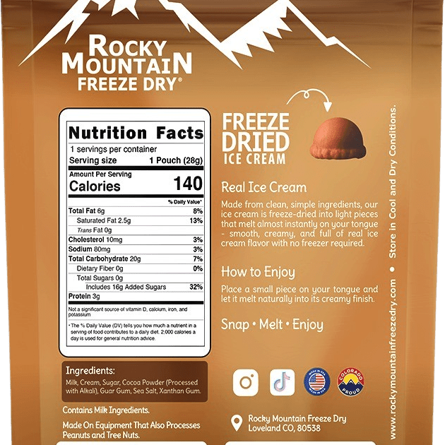 Chocolate Freeze Dried Ice Cream | 1 oz Classic Pack - Rocky Mountain Freeze Dry