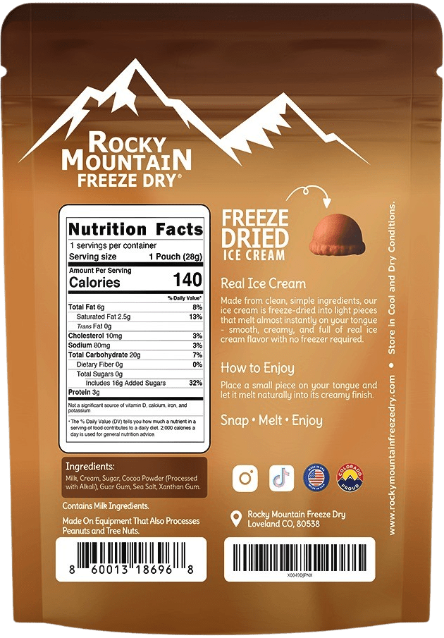 Chocolate Freeze Dried Ice Cream | 1 oz Classic Pack - Rocky Mountain Freeze Dry