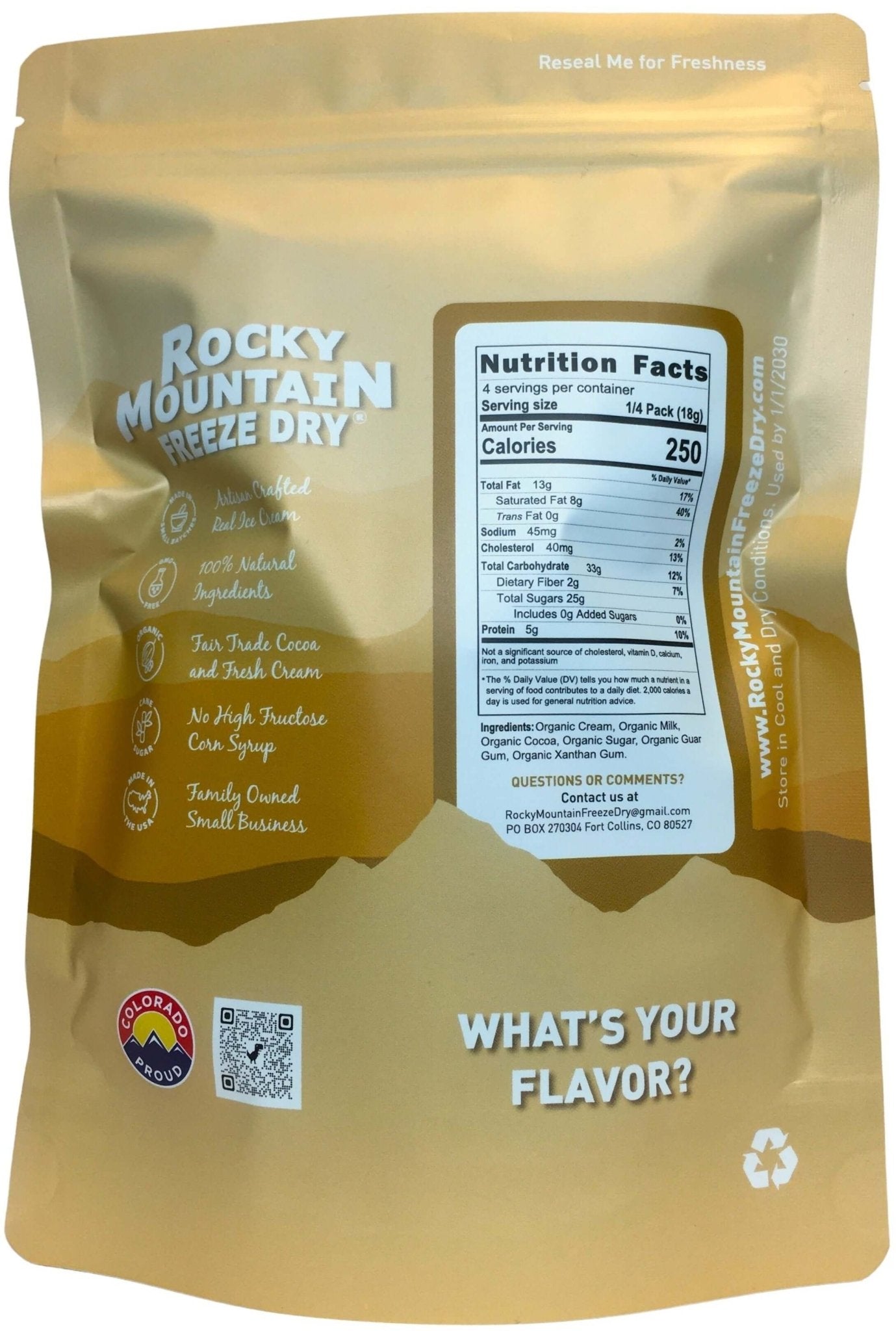 Chocolate Freeze Dried Ice Cream | 2.5 oz Shareable Pack - Rocky Mountain Freeze Dry