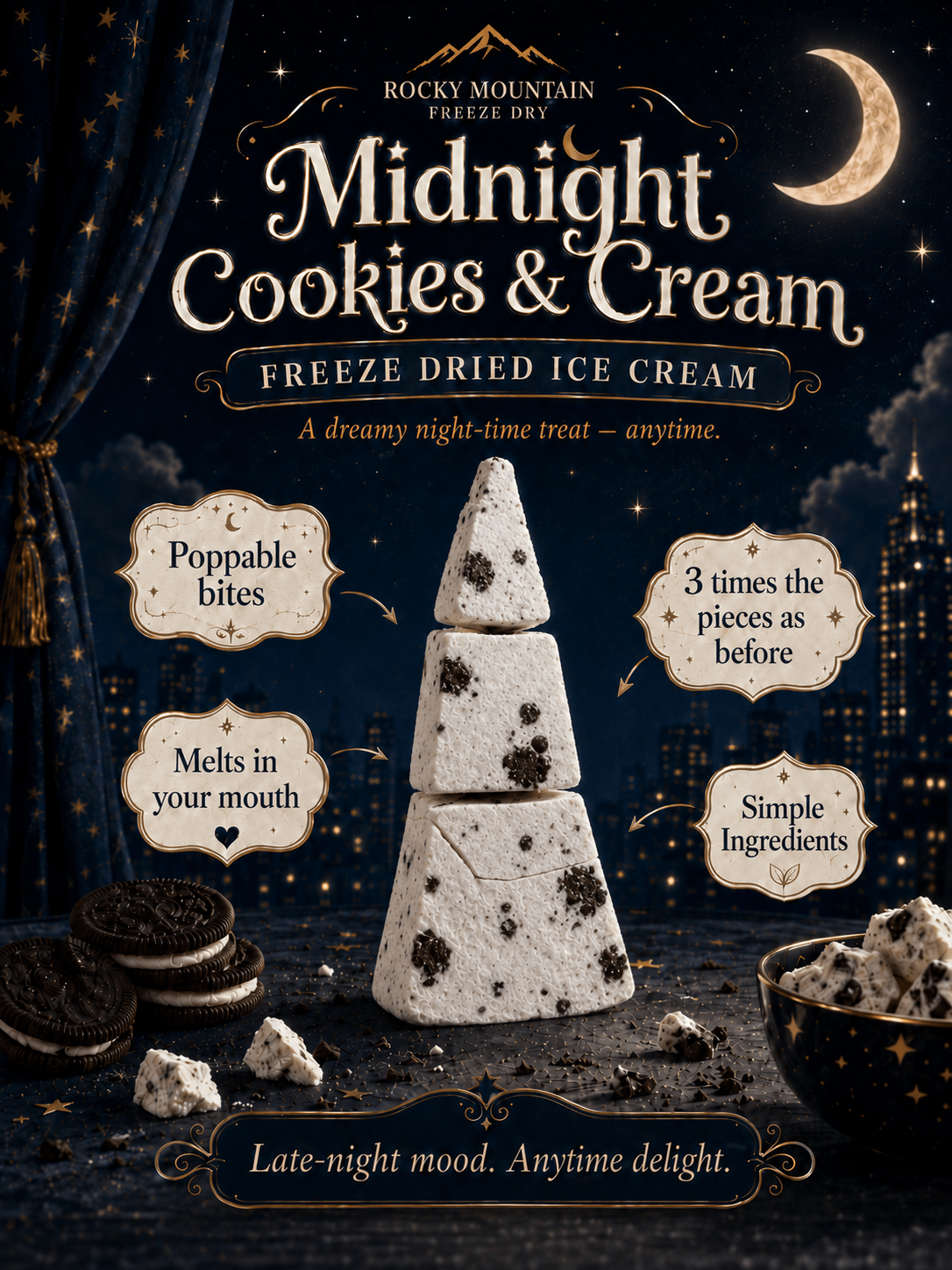 Cookies and Cream Freeze Dried Ice Cream | 1 oz Classic Pack - Rocky Mountain Freeze Dry