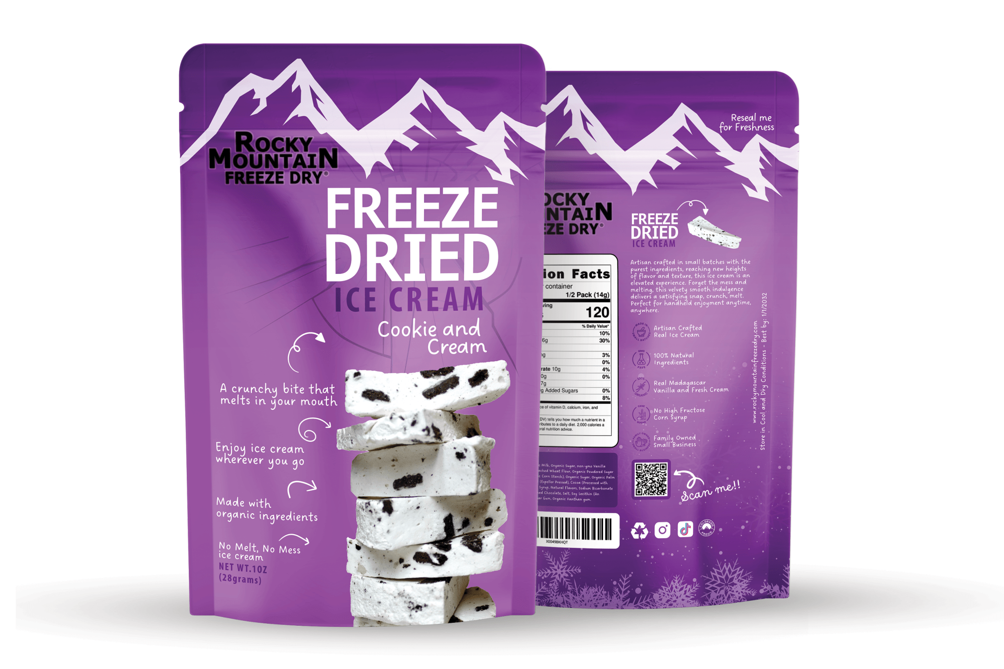 Cookies and Cream Freeze Dried Ice Cream | 1 oz Classic Pack - Rocky Mountain Freeze Dry