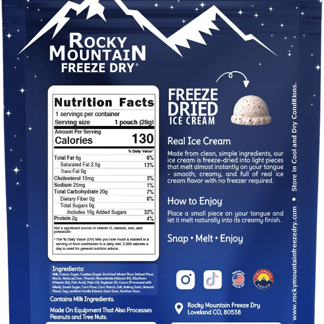 Cookies and Cream Freeze Dried Ice Cream | 1 oz Classic Pack - Rocky Mountain Freeze Dry