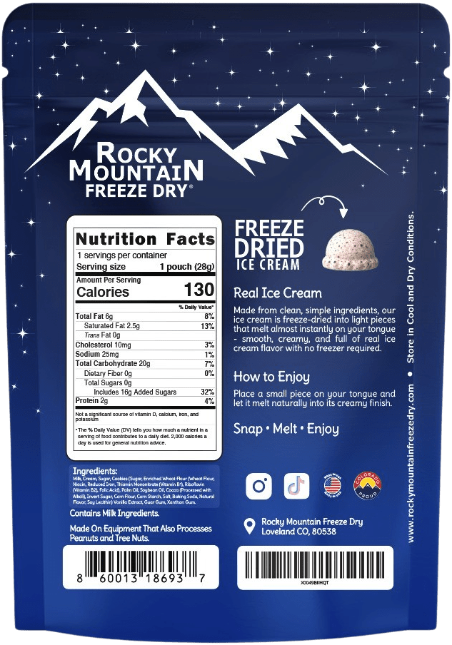 Cookies and Cream Freeze Dried Ice Cream | 1 oz Classic Pack - Rocky Mountain Freeze Dry