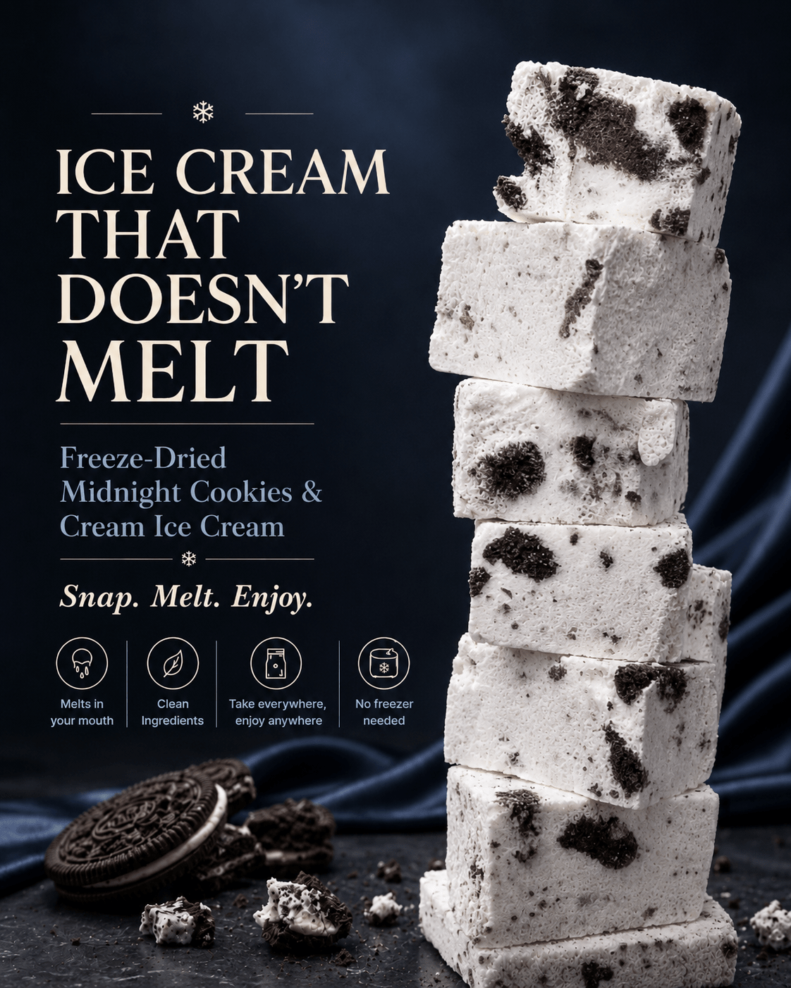 Cookies and Cream Freeze Dried Ice Cream | 1 oz Classic Pack - Rocky Mountain Freeze Dry