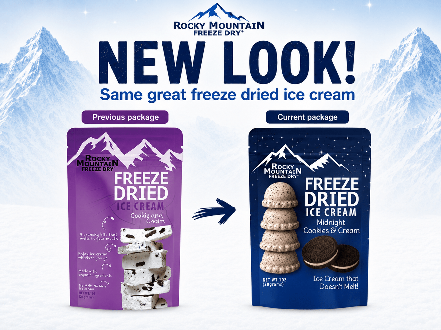 Cookies and Cream Freeze Dried Ice Cream | 1 oz Classic Pack - Rocky Mountain Freeze Dry