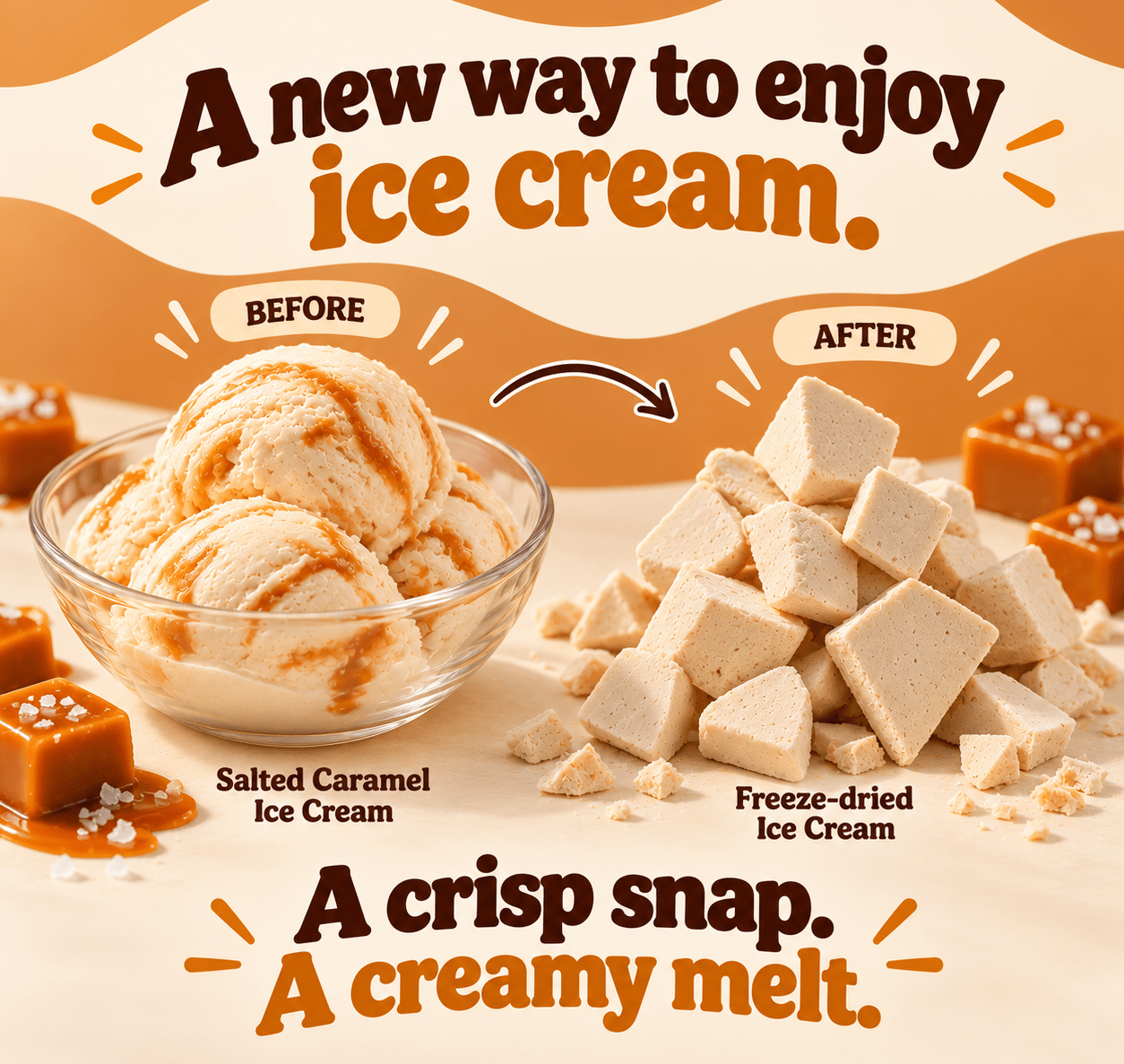 Sea Salted Caramel Freeze Dried Ice Cream | 1 oz Pack - Rocky Mountain Freeze Dry