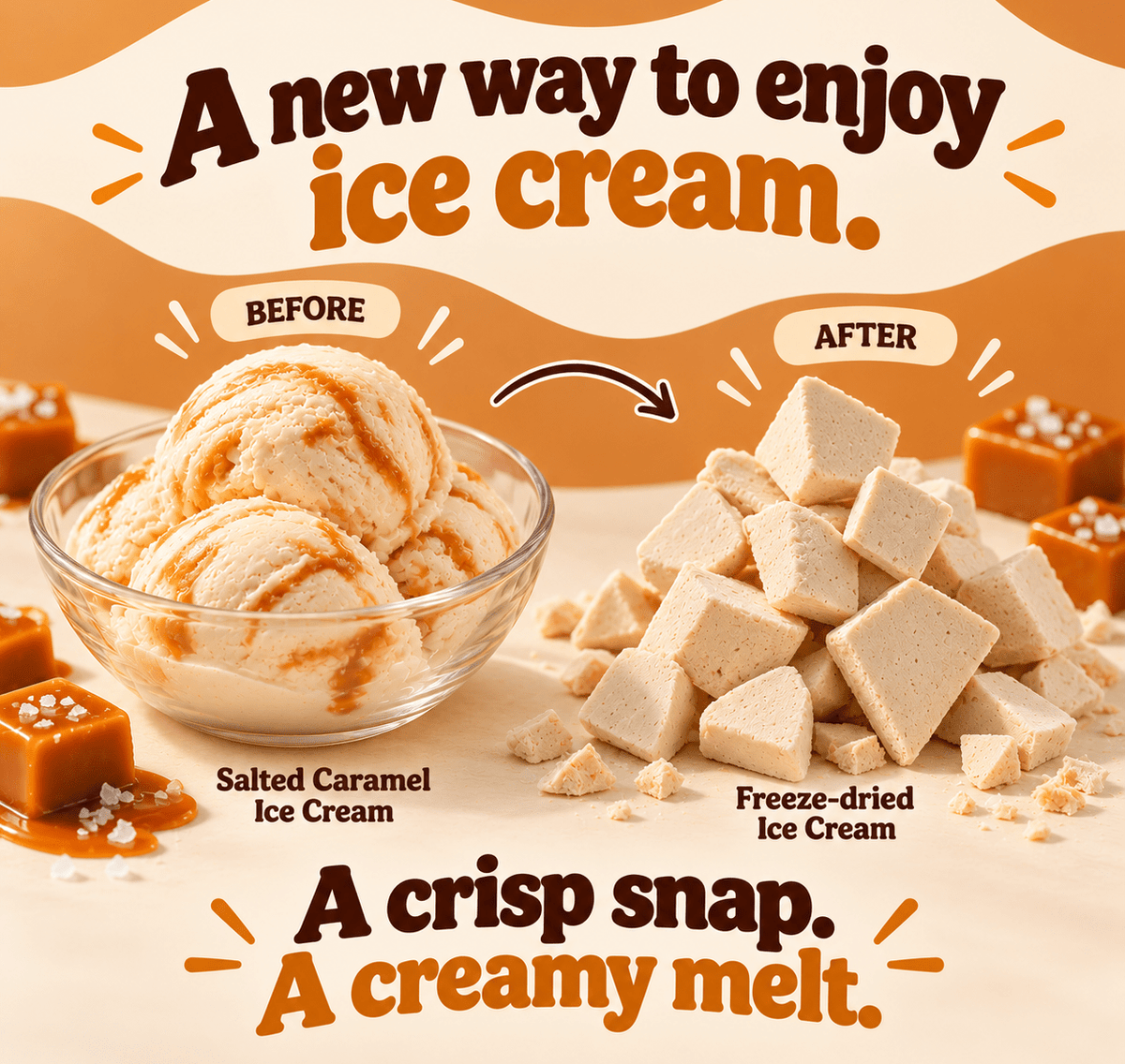 Sea Salted Caramel Freeze Dried Ice Cream | 1 oz Pack - Rocky Mountain Freeze Dry