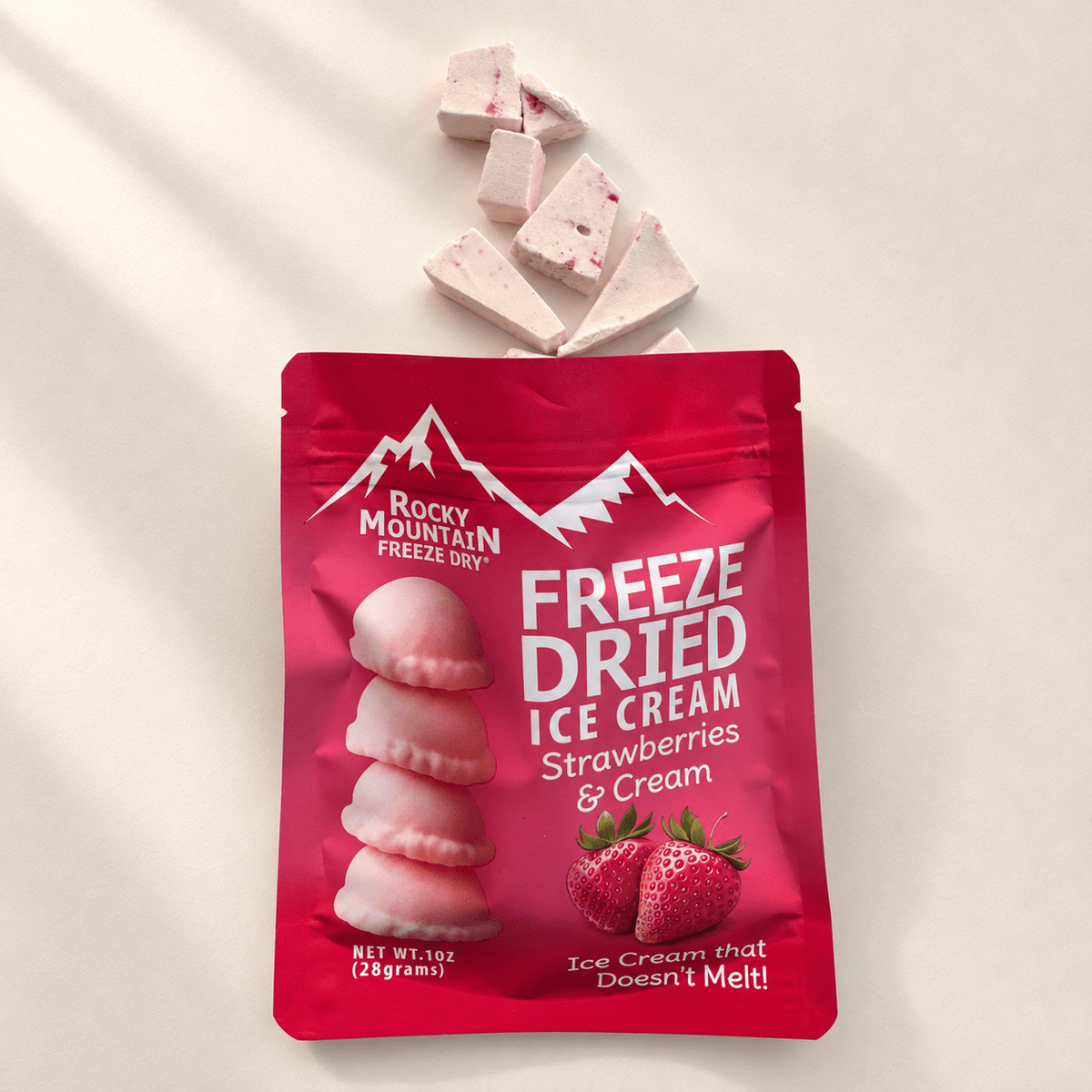 Strawberries & Cream Freeze Dried Ice Cream | 1 oz Pack - Rocky Mountain Freeze Dry