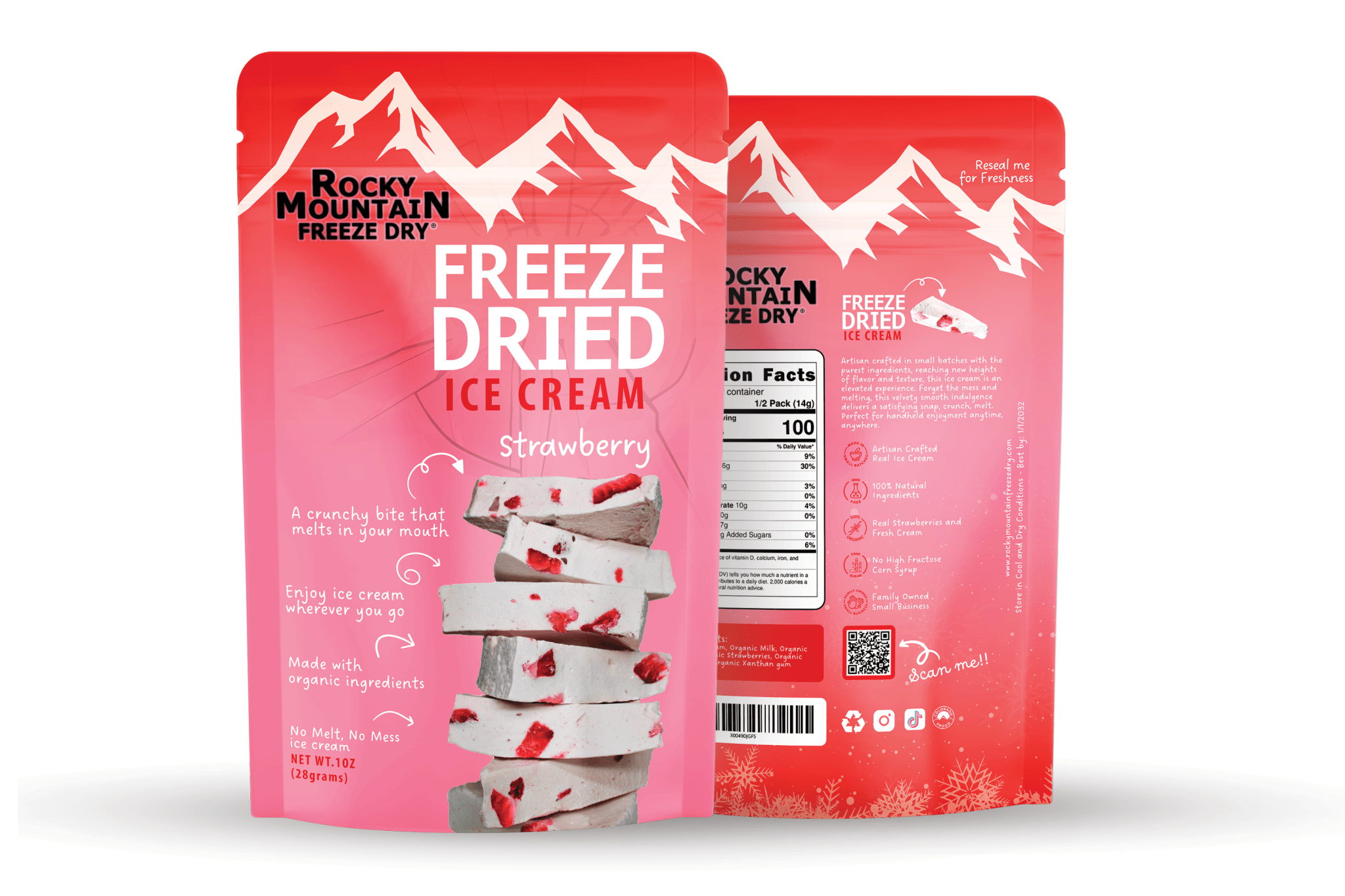 Strawberry Freeze Dried Ice Cream | 1 oz Classic Pack - Rocky Mountain Freeze Dry