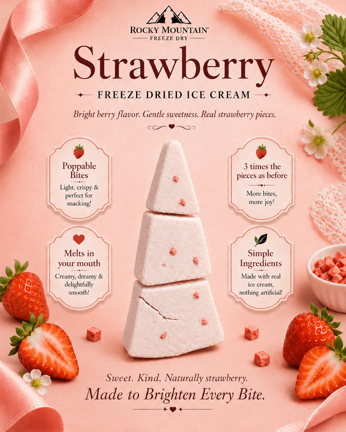 Strawberry Freeze Dried Ice Cream | 1 oz Classic Pack - Rocky Mountain Freeze Dry