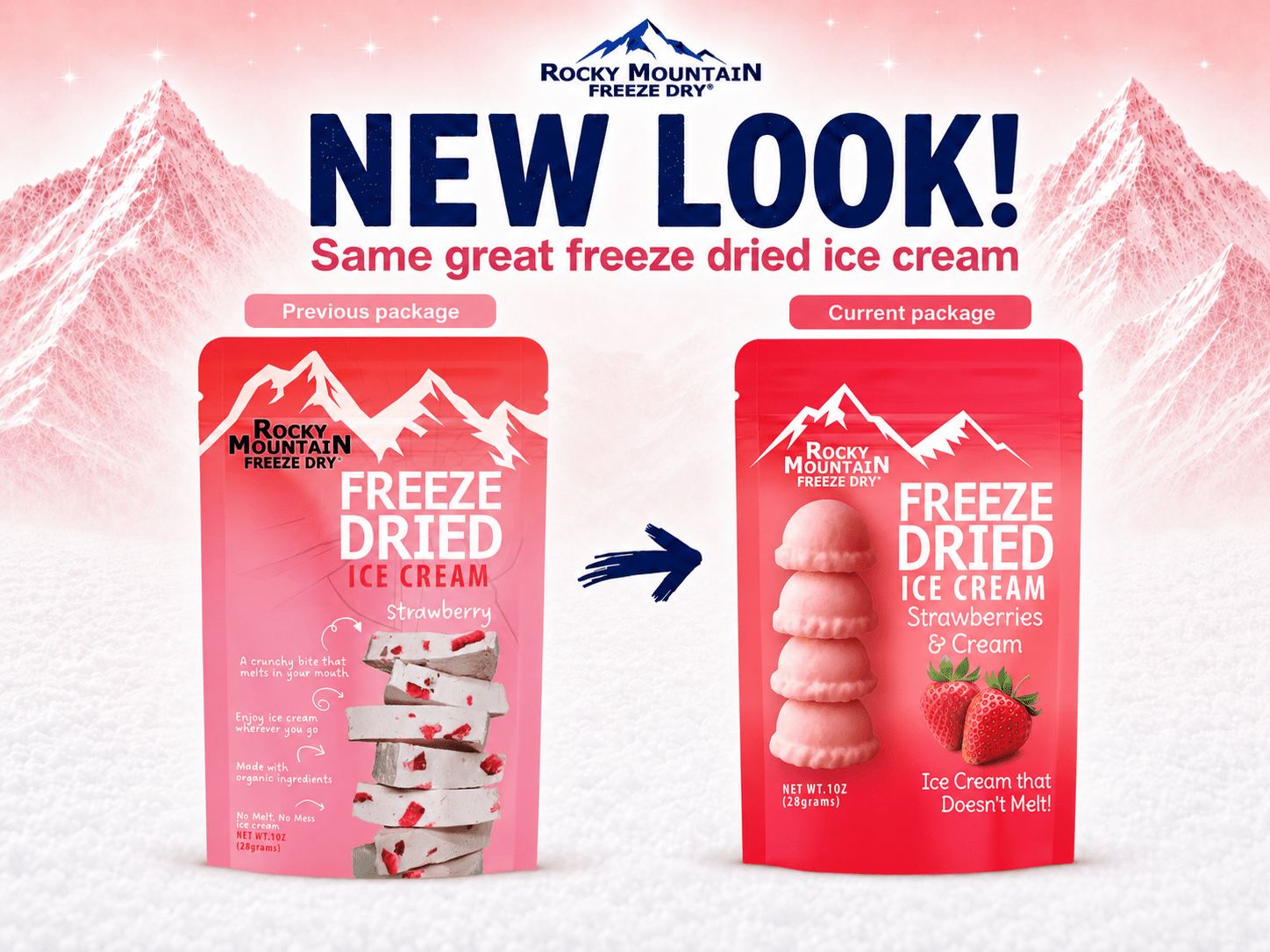 Strawberry Freeze Dried Ice Cream | 1 oz Classic Pack - Rocky Mountain Freeze Dry