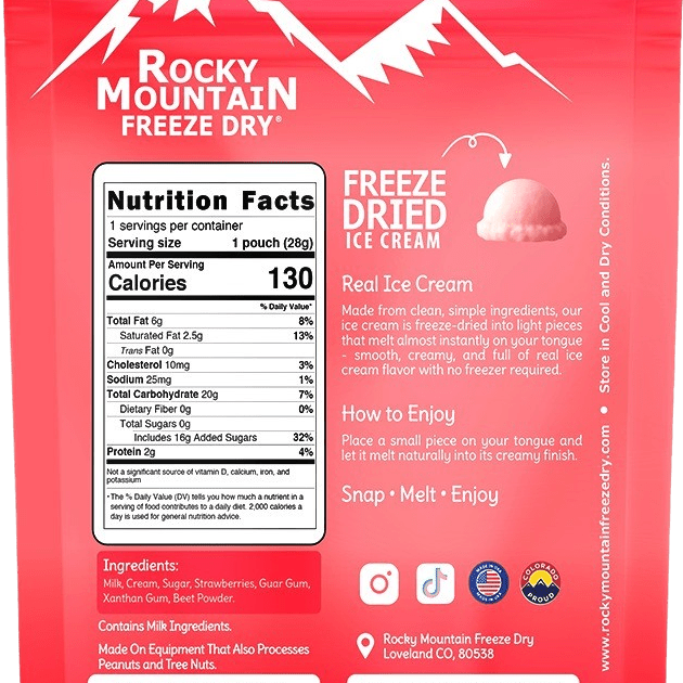 Strawberry Freeze Dried Ice Cream | 1 oz Classic Pack - Rocky Mountain Freeze Dry