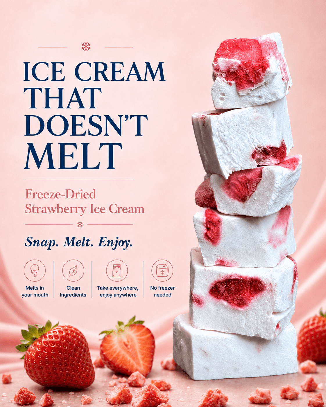 Strawberry Freeze Dried Ice Cream | 1 oz Classic Pack - Rocky Mountain Freeze Dry