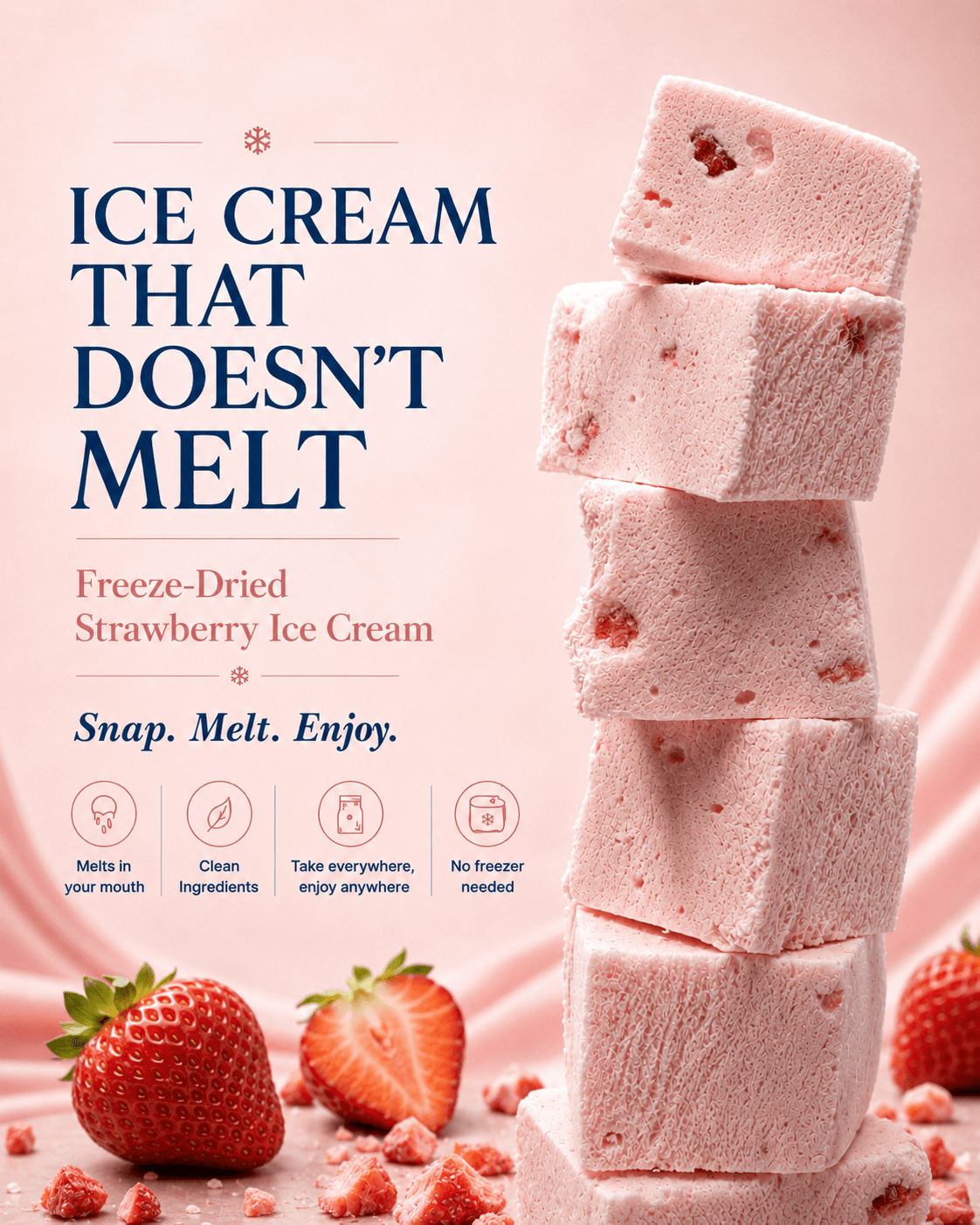 Strawberry Freeze Dried Ice Cream | 1 oz Classic Pack - Rocky Mountain Freeze Dry