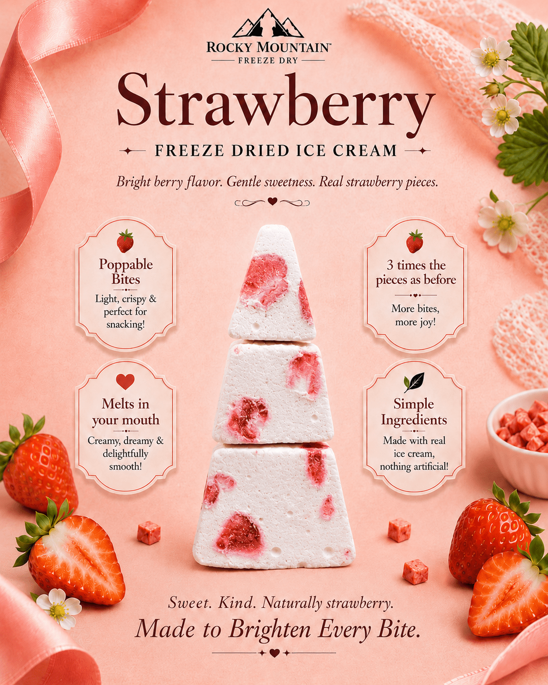 Strawberry Freeze Dried Ice Cream | 1 oz Classic Pack - Rocky Mountain Freeze Dry