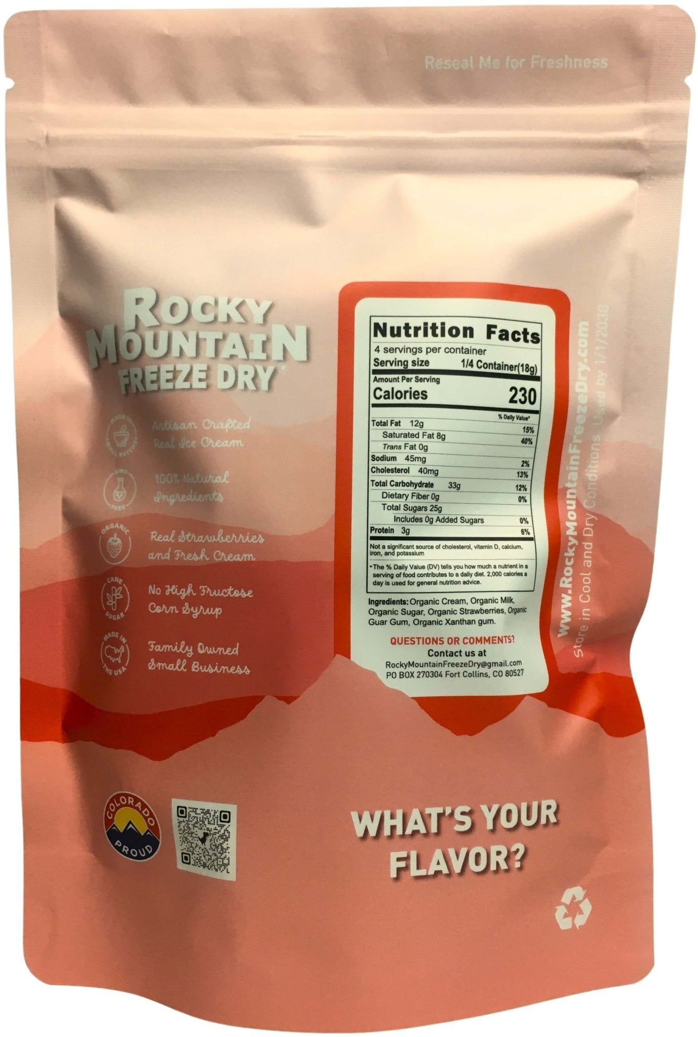 Strawberry Freeze Dried Ice Cream | 2.5 oz Shareable Pack - Rocky Mountain Freeze Dry