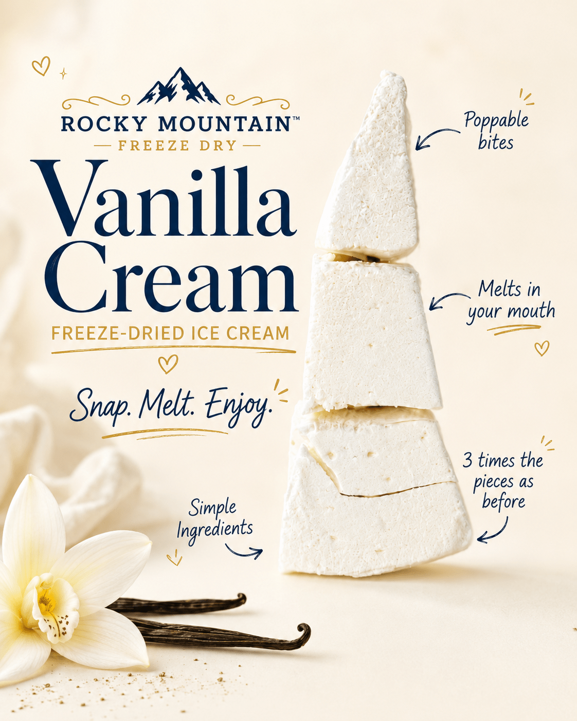 Vanilla Freeze Dried Ice Cream | 1 oz Classic Pack - Rocky Mountain Freeze Dry