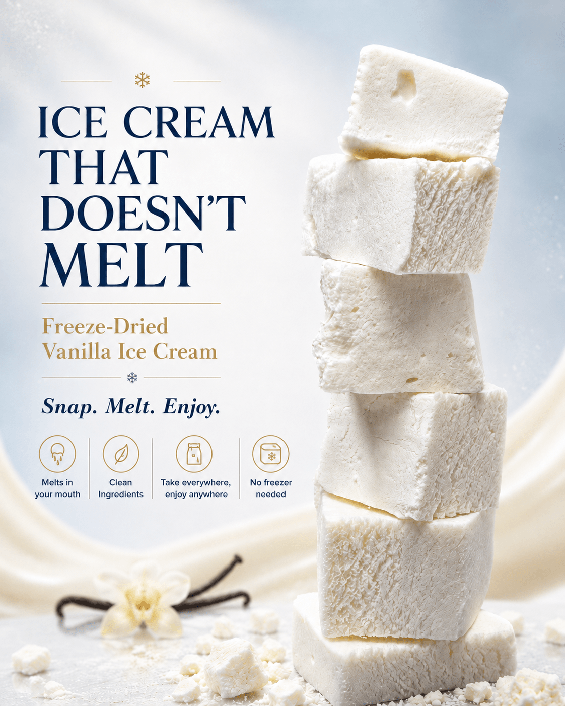Vanilla Freeze Dried Ice Cream | 1 oz Classic Pack - Rocky Mountain Freeze Dry