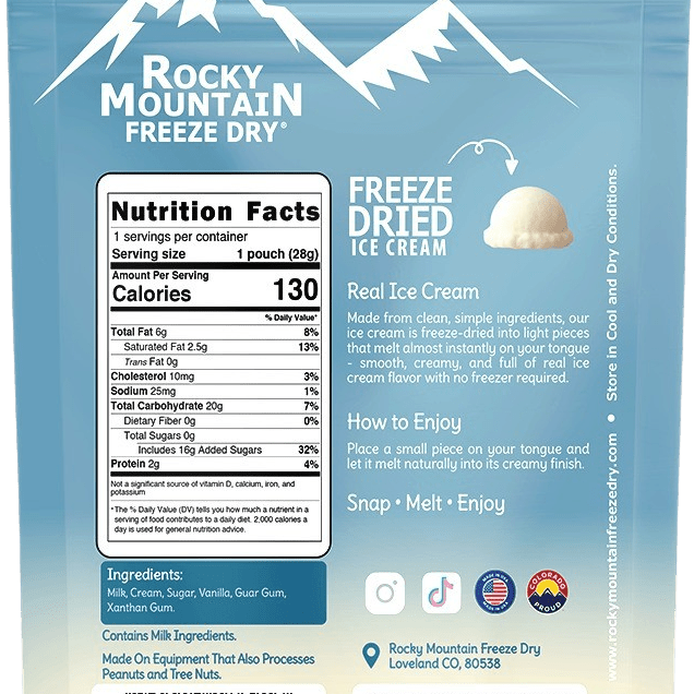 Vanilla Freeze Dried Ice Cream | 1 oz Classic Pack - Rocky Mountain Freeze Dry