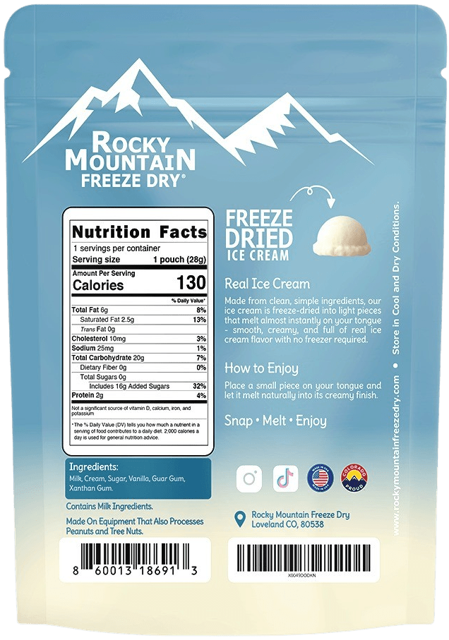 Vanilla Freeze Dried Ice Cream | 1 oz Classic Pack - Rocky Mountain Freeze Dry